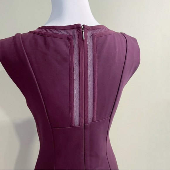 Rebecca Taylor Mesh Trim Ponte Sheath Dress Oxblood Burgundy Red size 2 Small S - Picture 6 of 11